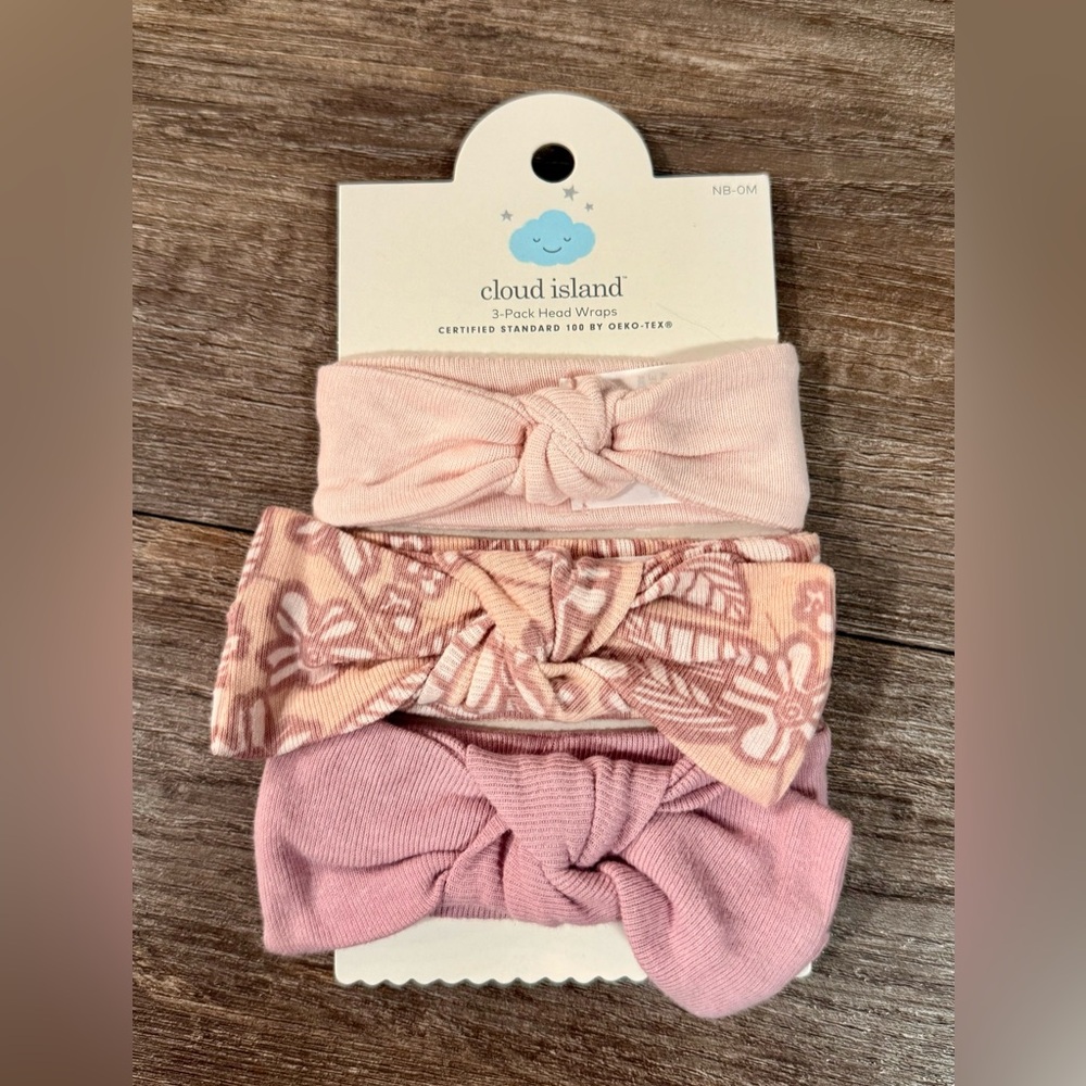 Cloud Island Pink and Floral Baby Headbands